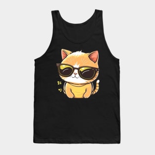Cute ginger cat wearing sunglasses Tank Top